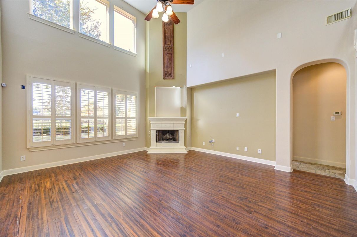 Empty room, Fireplace, Interior, Wood Texture Flooring