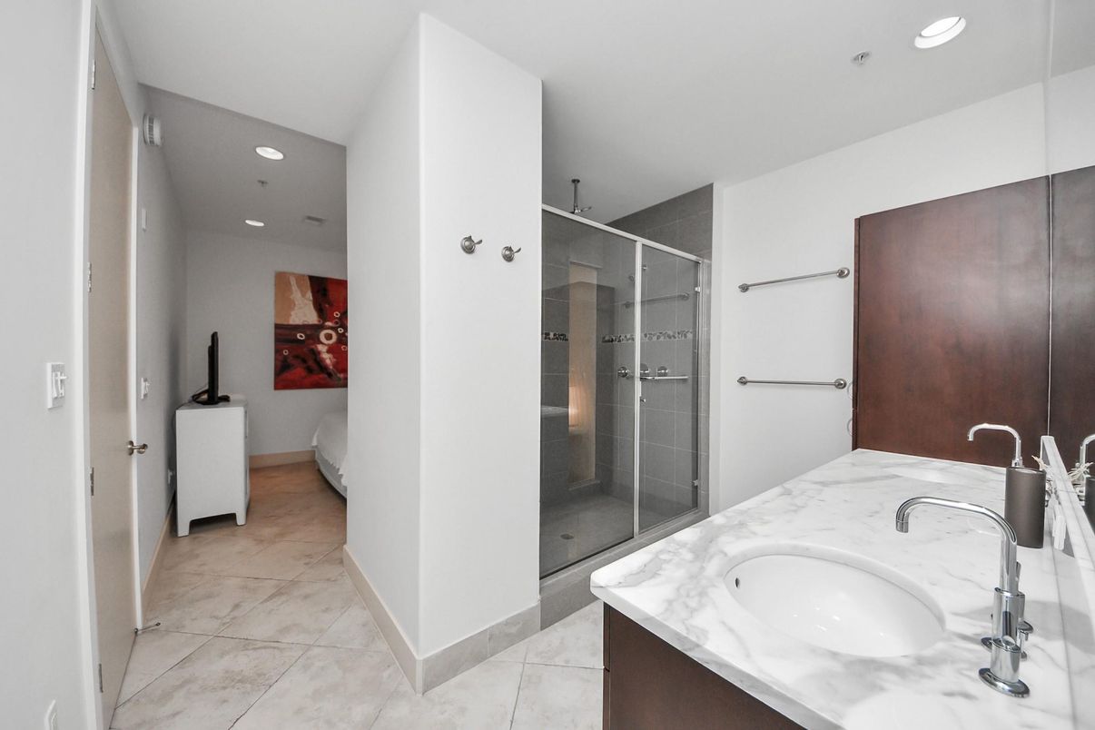 Bathroom, Glass Shower, Interior, Recessed Lighting
