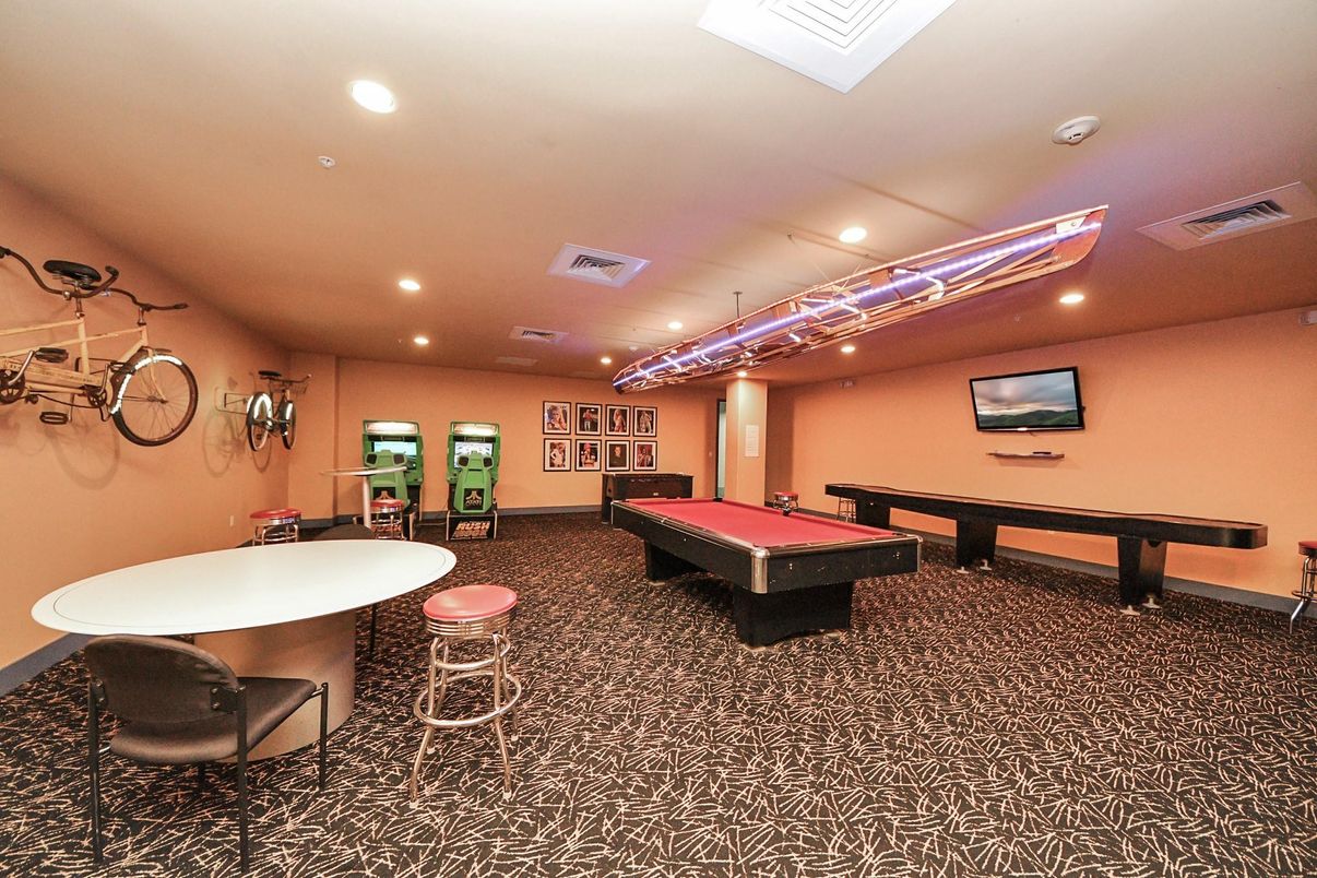 Billiard Table, Game Room, Interior, Pendant Lights, Recessed Lighting