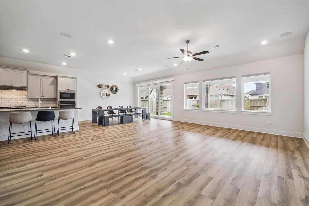 Interior, Kitchen, Recessed Lighting, Wood Texture Flooring