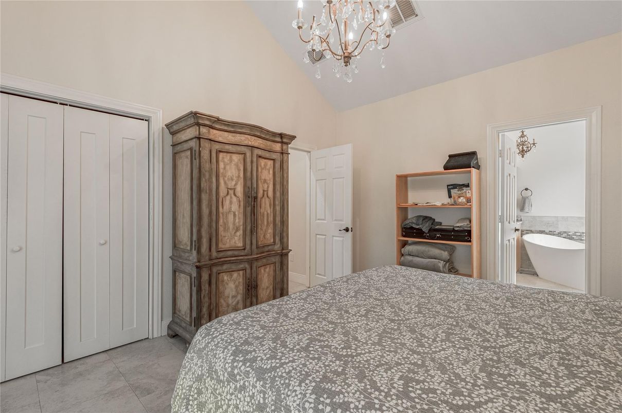 Bedroom, Chandelier, Interior