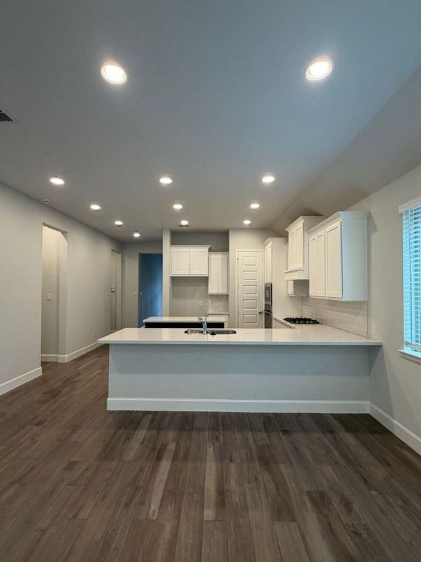 Interior, Kitchen, Recessed Lighting, Wood Texture Flooring