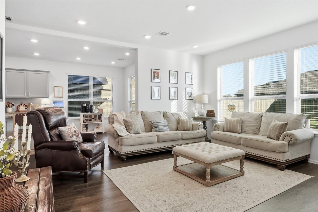 Interior, Living room, Recessed Lighting, Wood Texture Flooring