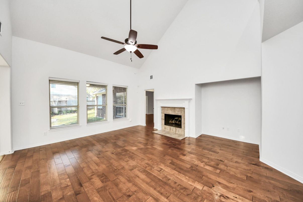 Empty room, Fireplace, Interior, Wood Texture Flooring