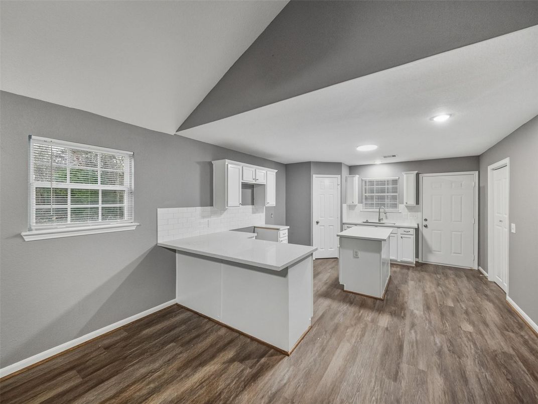 Interior, Kitchen, Recessed Lighting, Wood Texture Flooring