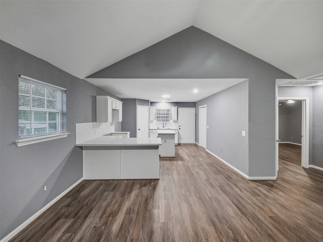 Interior, Kitchen, Recessed Lighting, Wood Texture Flooring