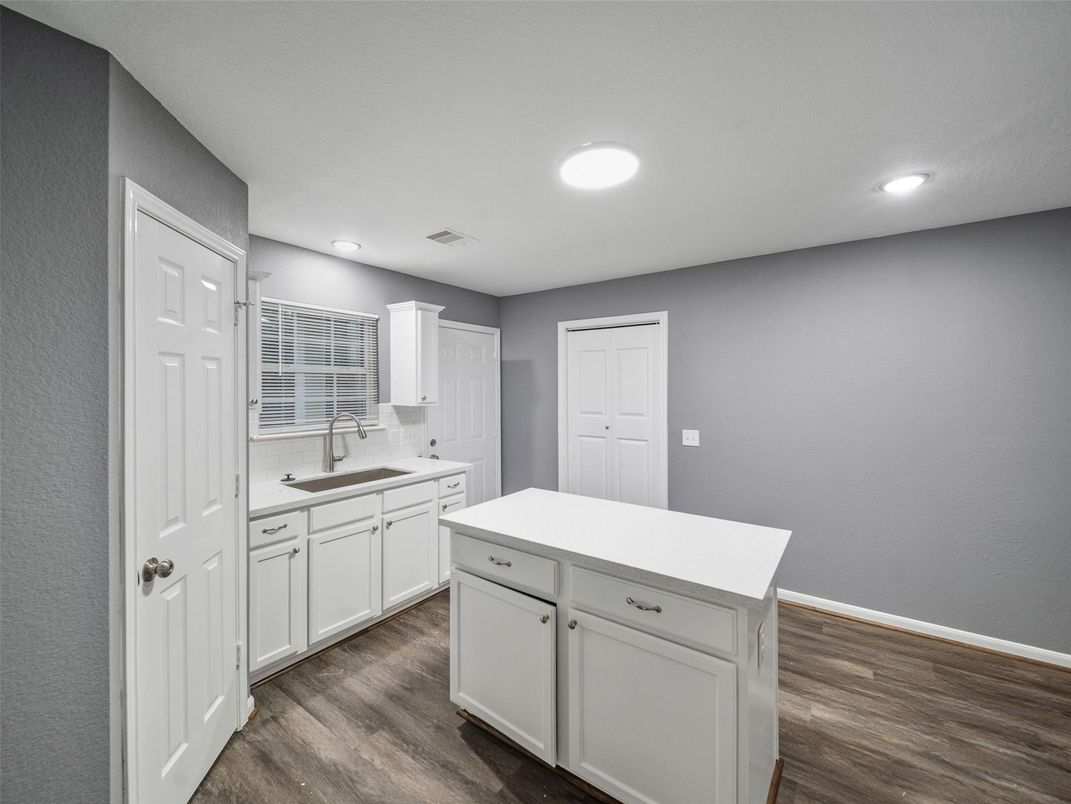 Interior, Kitchen, Recessed Lighting, Wood Texture Flooring