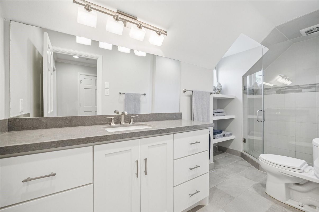 Bathroom, Dual Sink Vanities, Glass Shower, Interior