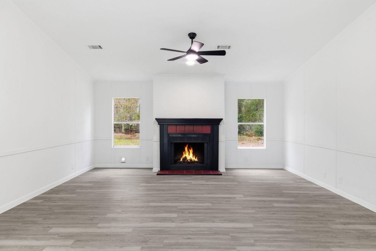 Empty room, Fireplace, Interior, Wood Texture Flooring