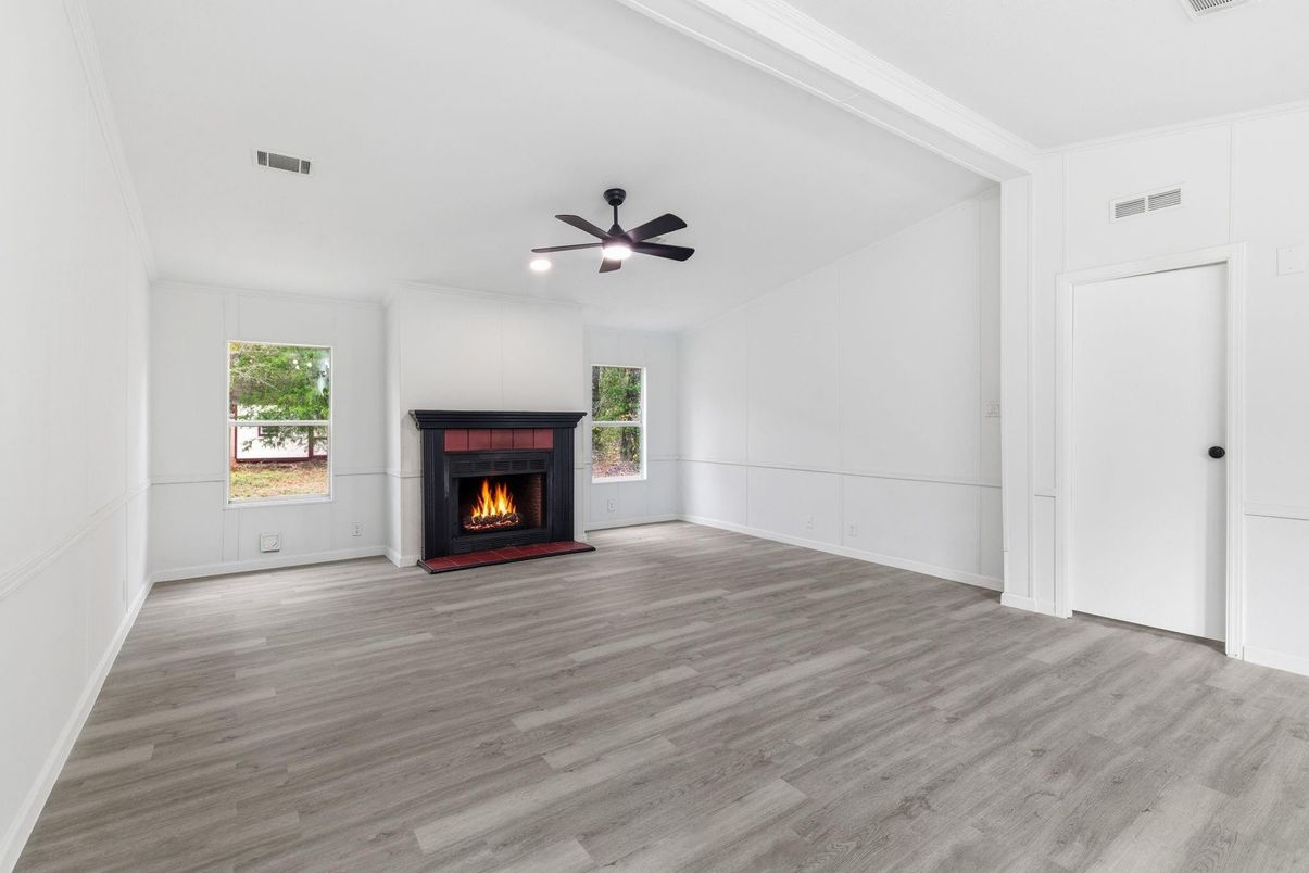 Empty room, Fireplace, Interior, Wood Texture Flooring