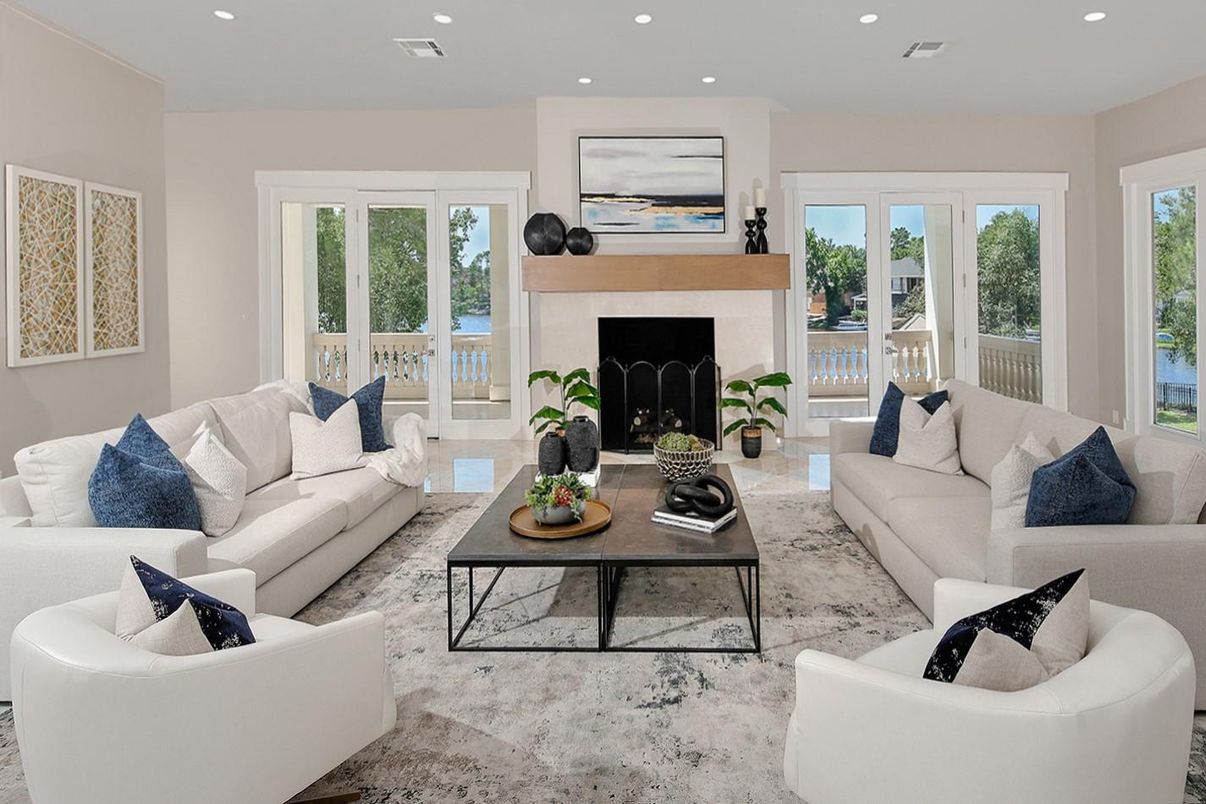 Fireplace, Interior, Living room, Recessed Lighting