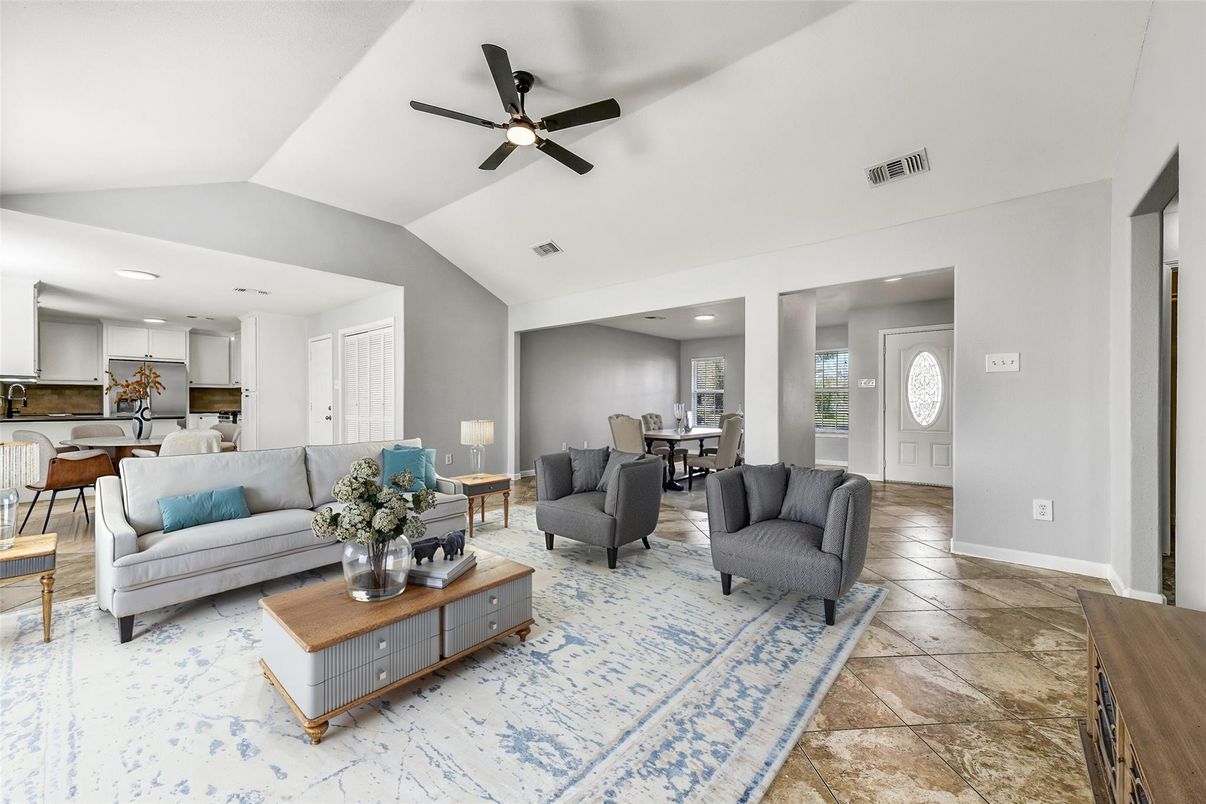 Dining room, Interior, Kitchen, Living room, Recessed Lighting