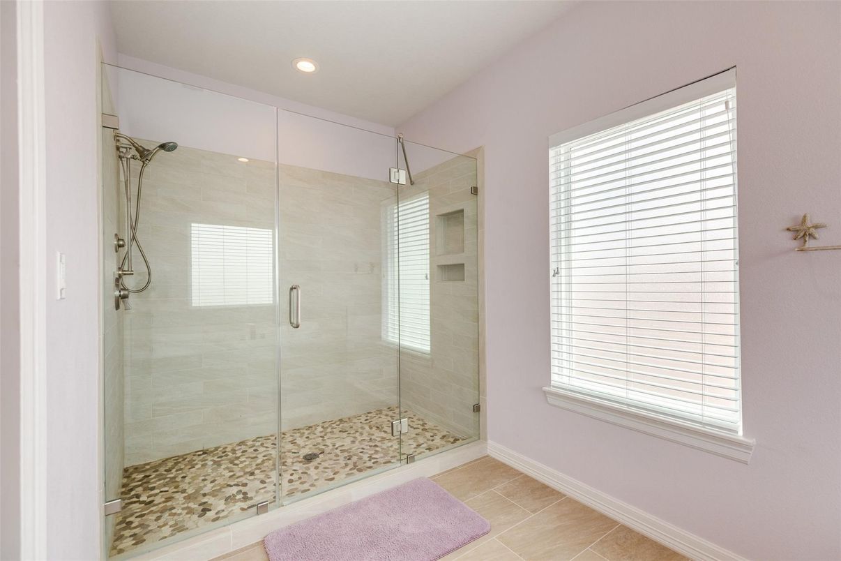 Bathroom, Glass Shower, Interior, Recessed Lighting