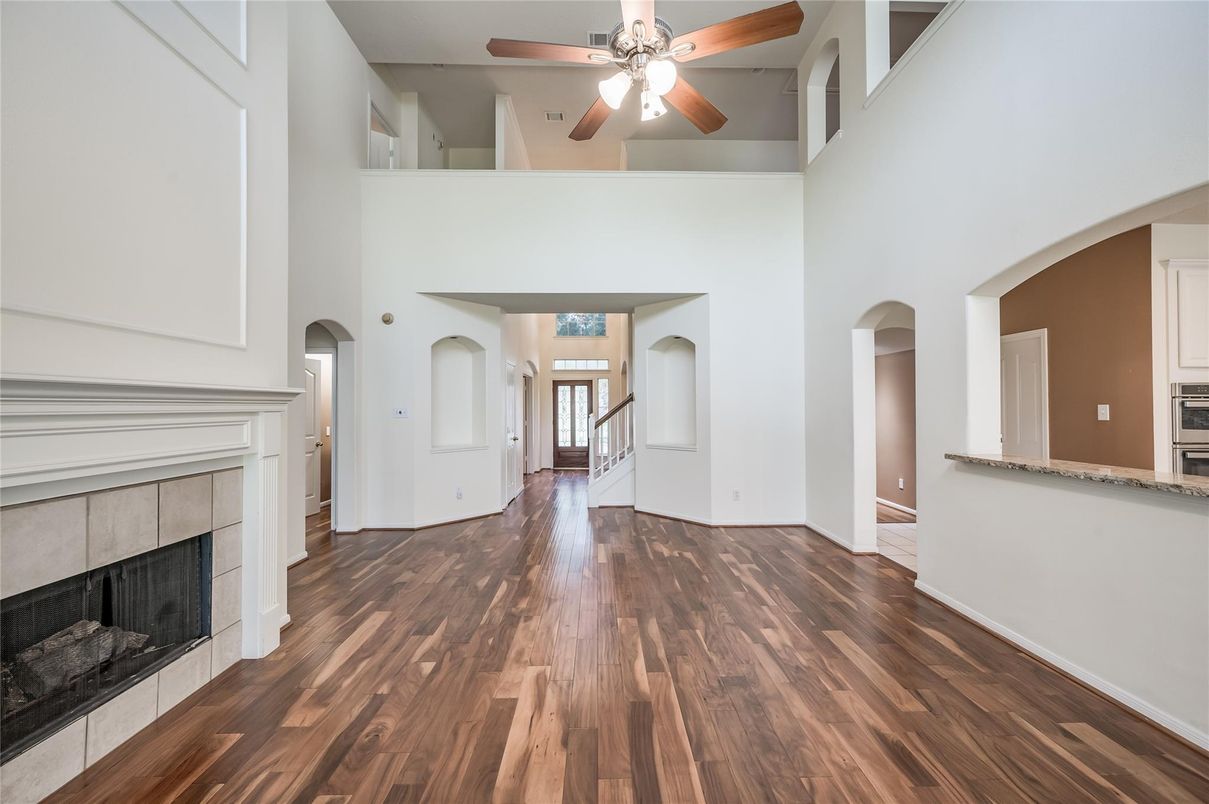Fireplace, Interior, Wood Texture Flooring