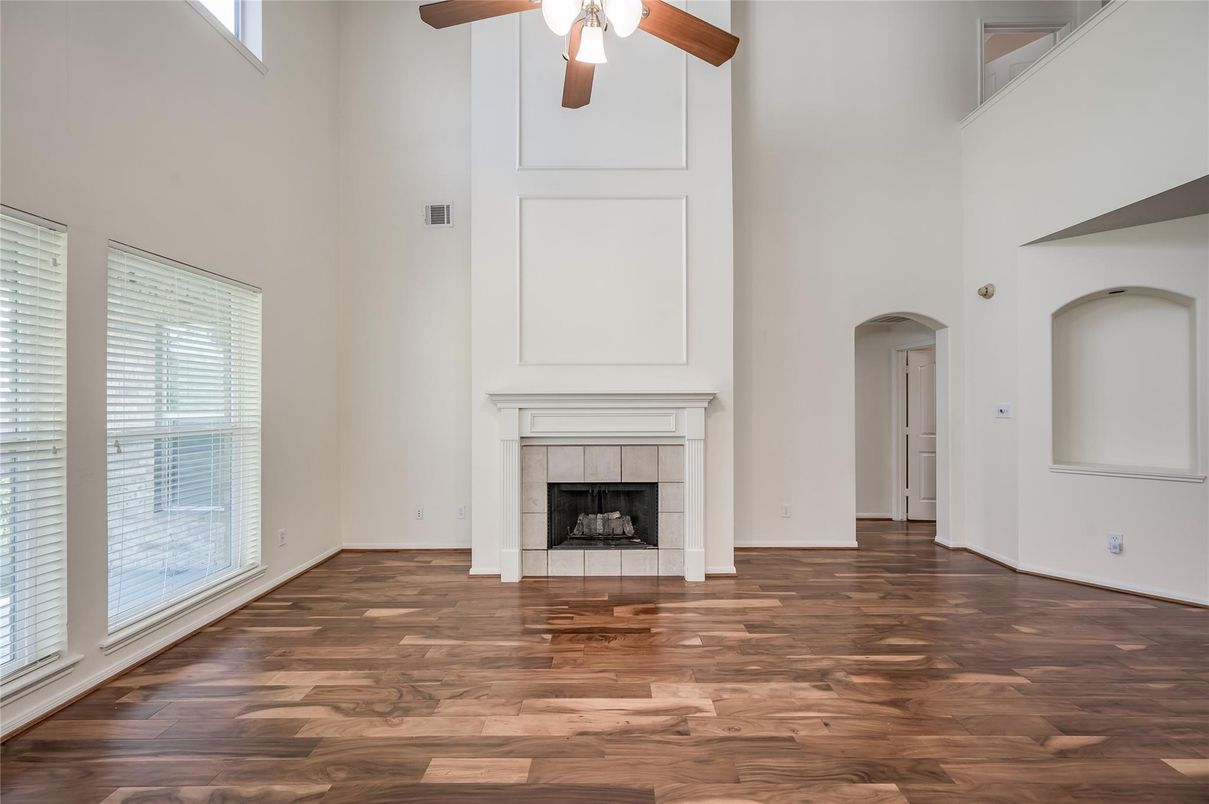 Empty room, Fireplace, Interior, Wood Texture Flooring