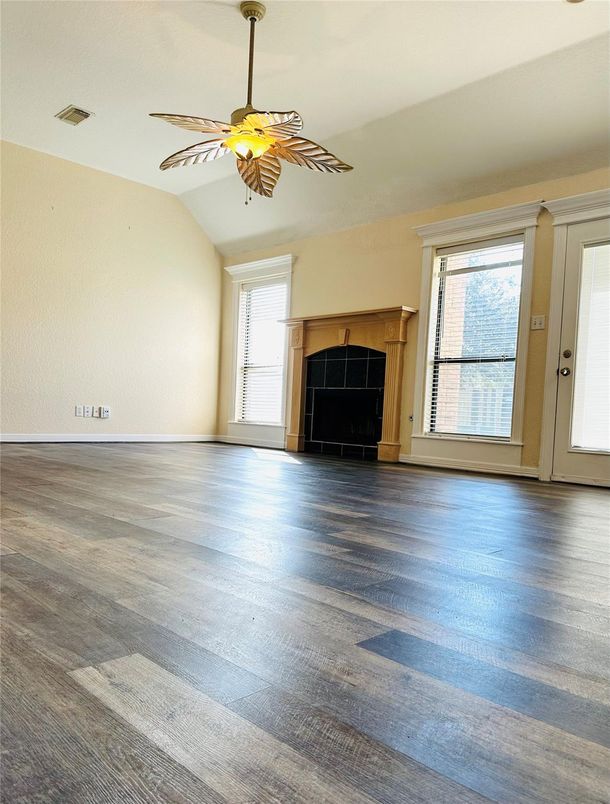 Empty room, Fireplace, Interior, Wood Texture Flooring