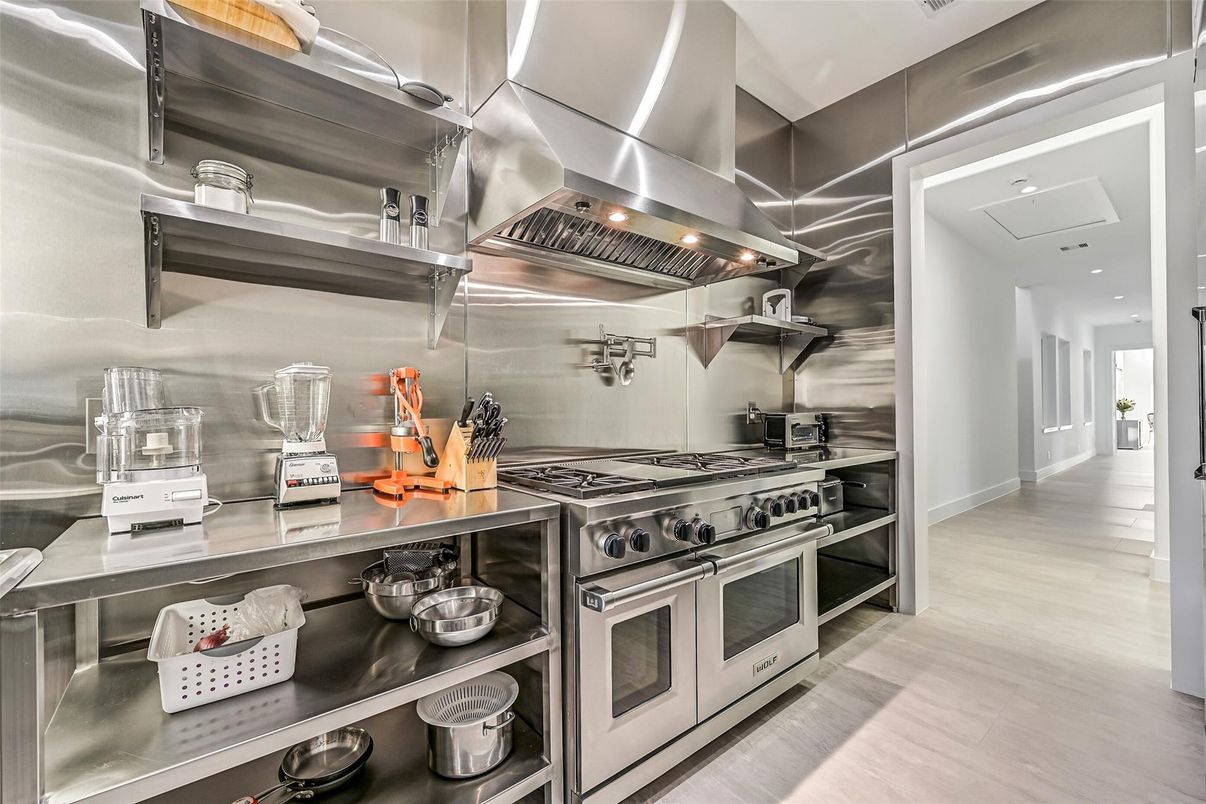 Interior, Kitchen, Stainless Steel Appliances, Wood Texture Flooring