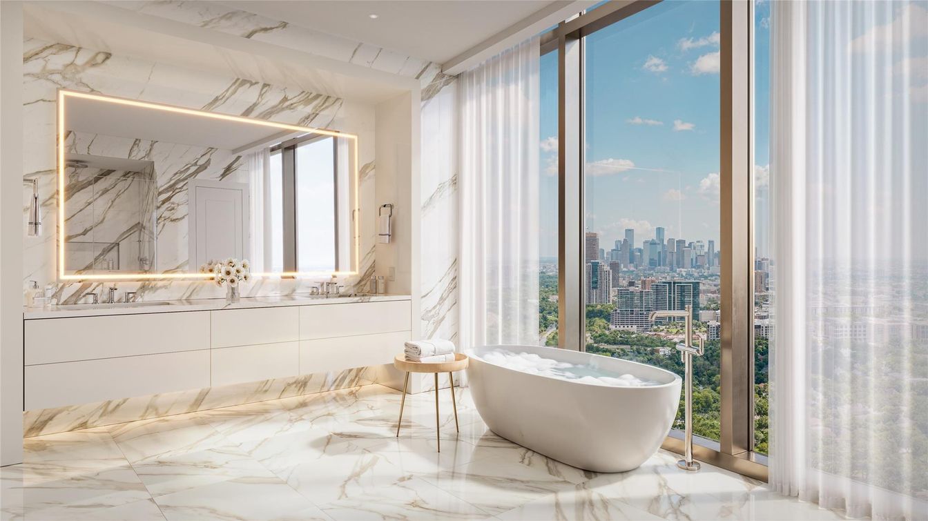 Bathroom, Free Standing Baths, Interior, Marble, Marble Walls, Recessed Lighting