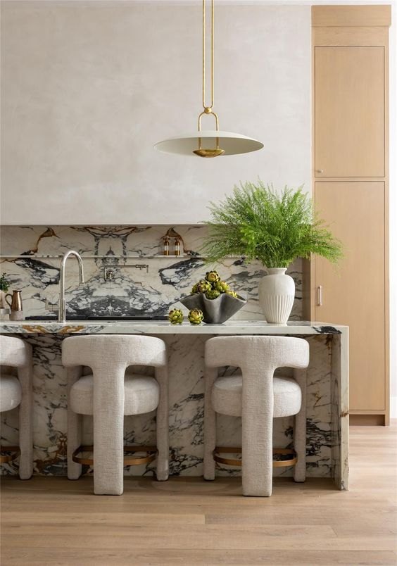 Interior, Marble Walls, Pendant Lights