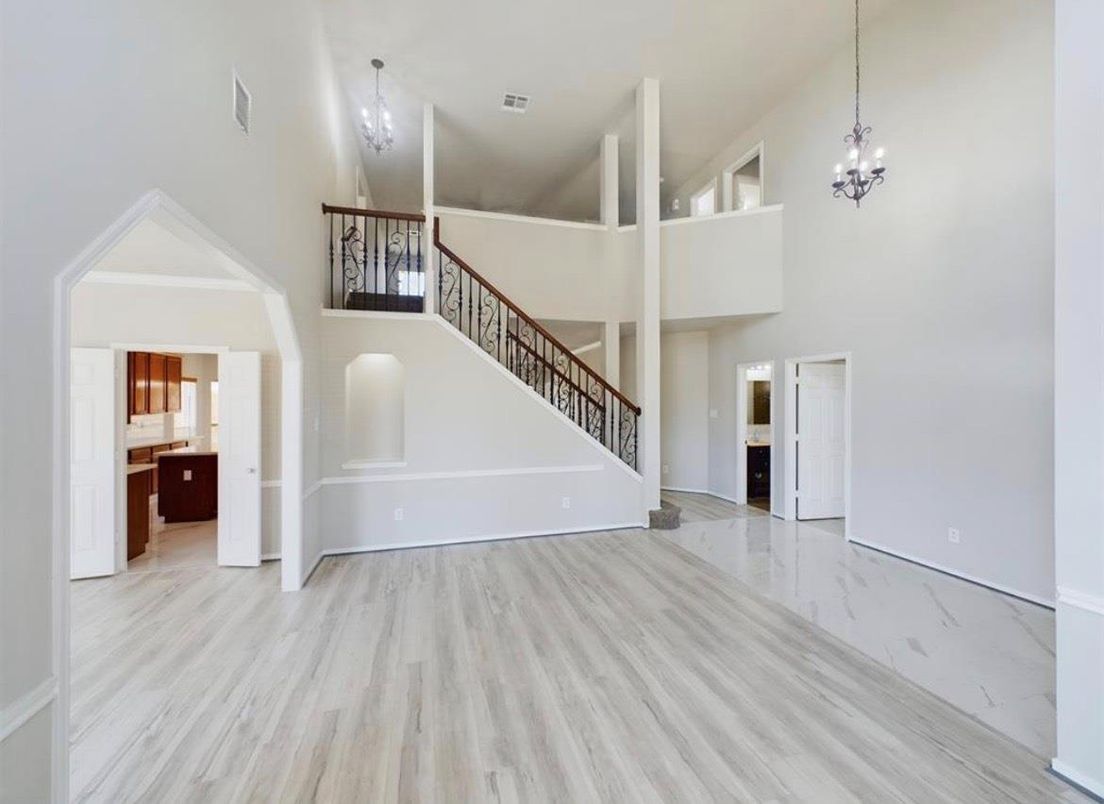 Chandelier, Interior, Marble, Pendant Lights, Wood Texture Flooring