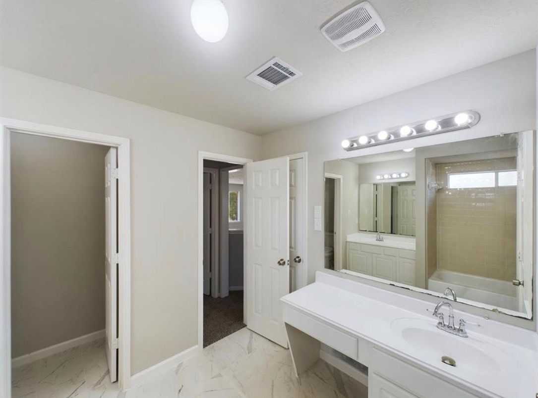 Bathroom, Dual Sink Vanities, Glass Shower, Interior, Marble