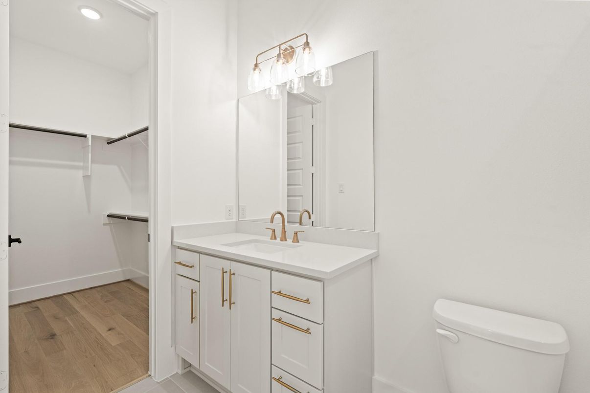 Bathroom, Interior, Recessed Lighting, Wood Texture Flooring