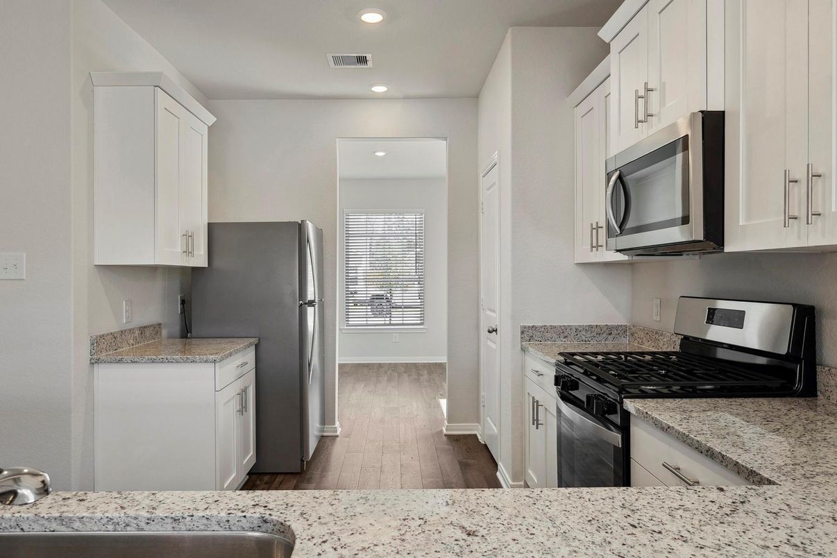 Interior, Kitchen, Recessed Lighting, Wood Texture Flooring