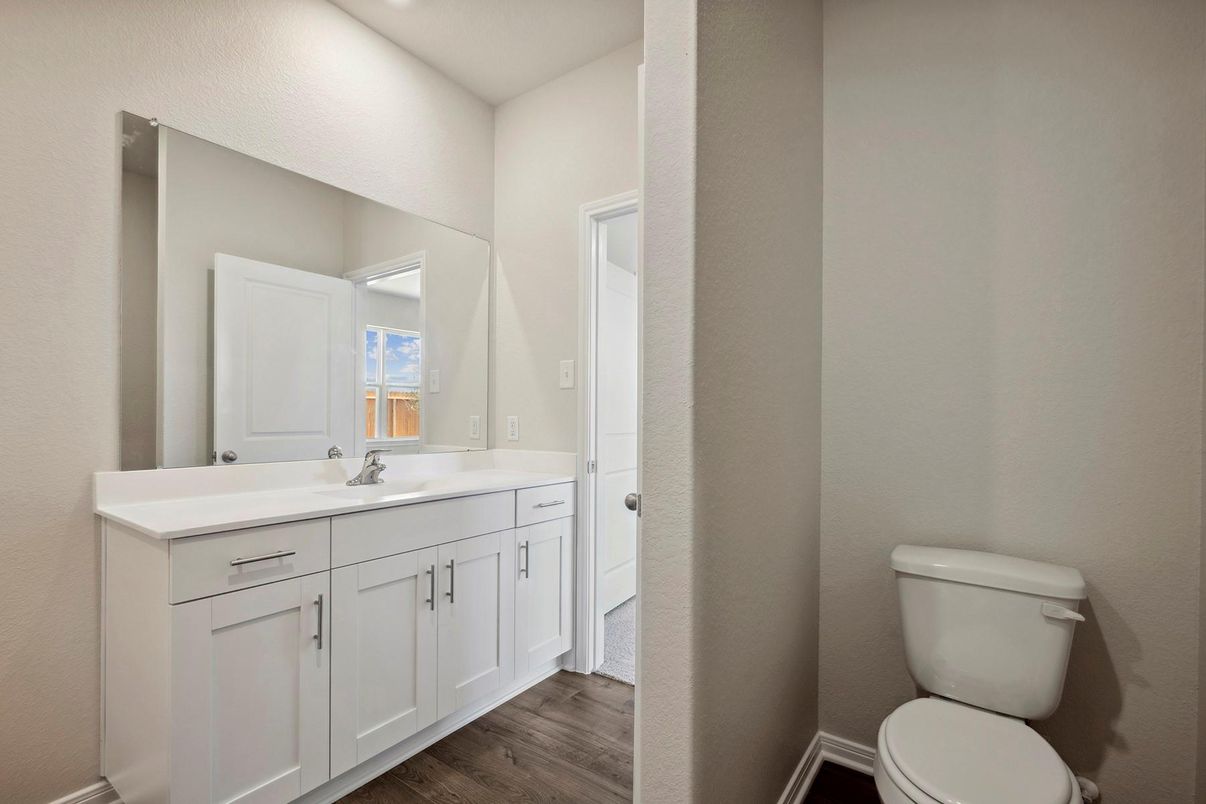 Bathroom, Interior, Recessed Lighting, Wood Texture Flooring