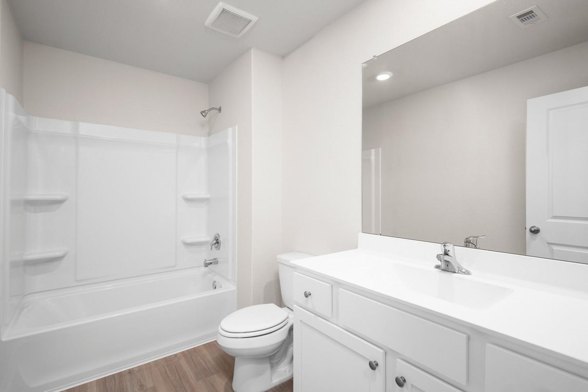 Bathroom, Interior, Recessed Lighting, Wood Texture Flooring