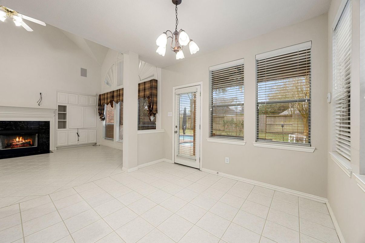 Empty room, Fireplace, Interior, Pendant Lights