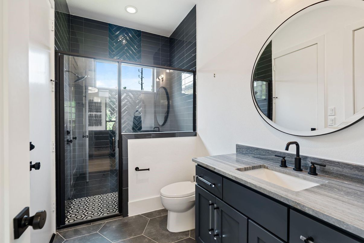 Bathroom, Glass Shower, Interior, Recessed Lighting