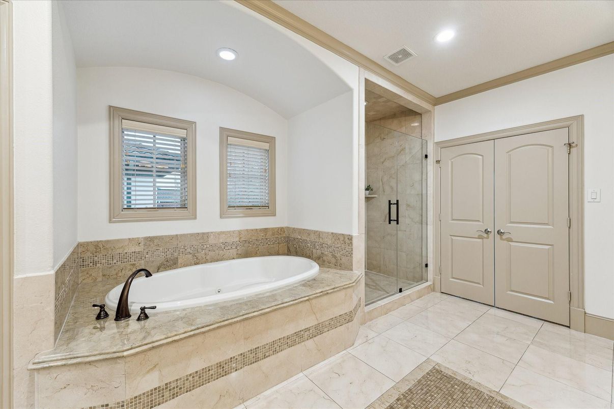 Bathroom, Glass Shower, Interior, Recessed Lighting