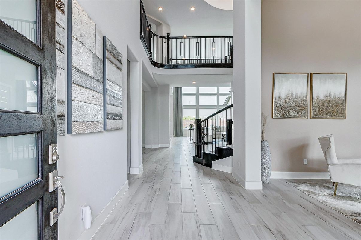 Interior, Marble, Recessed Lighting, Wood Texture Flooring