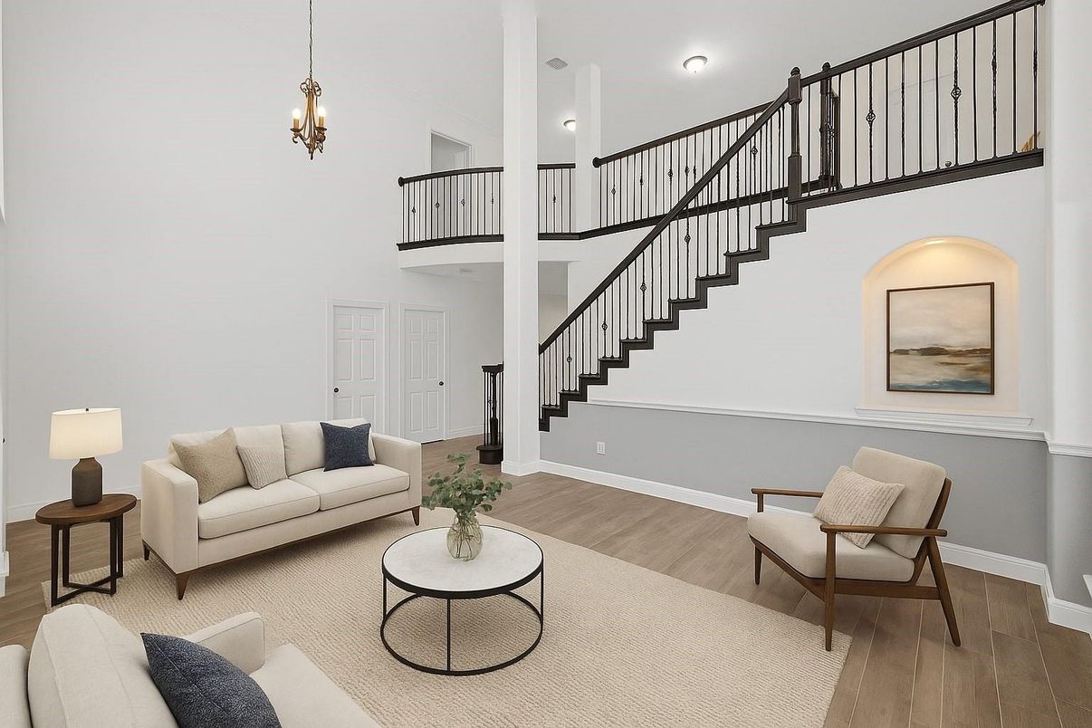 Interior, Living room, Pendant Lights, Wood Texture Flooring