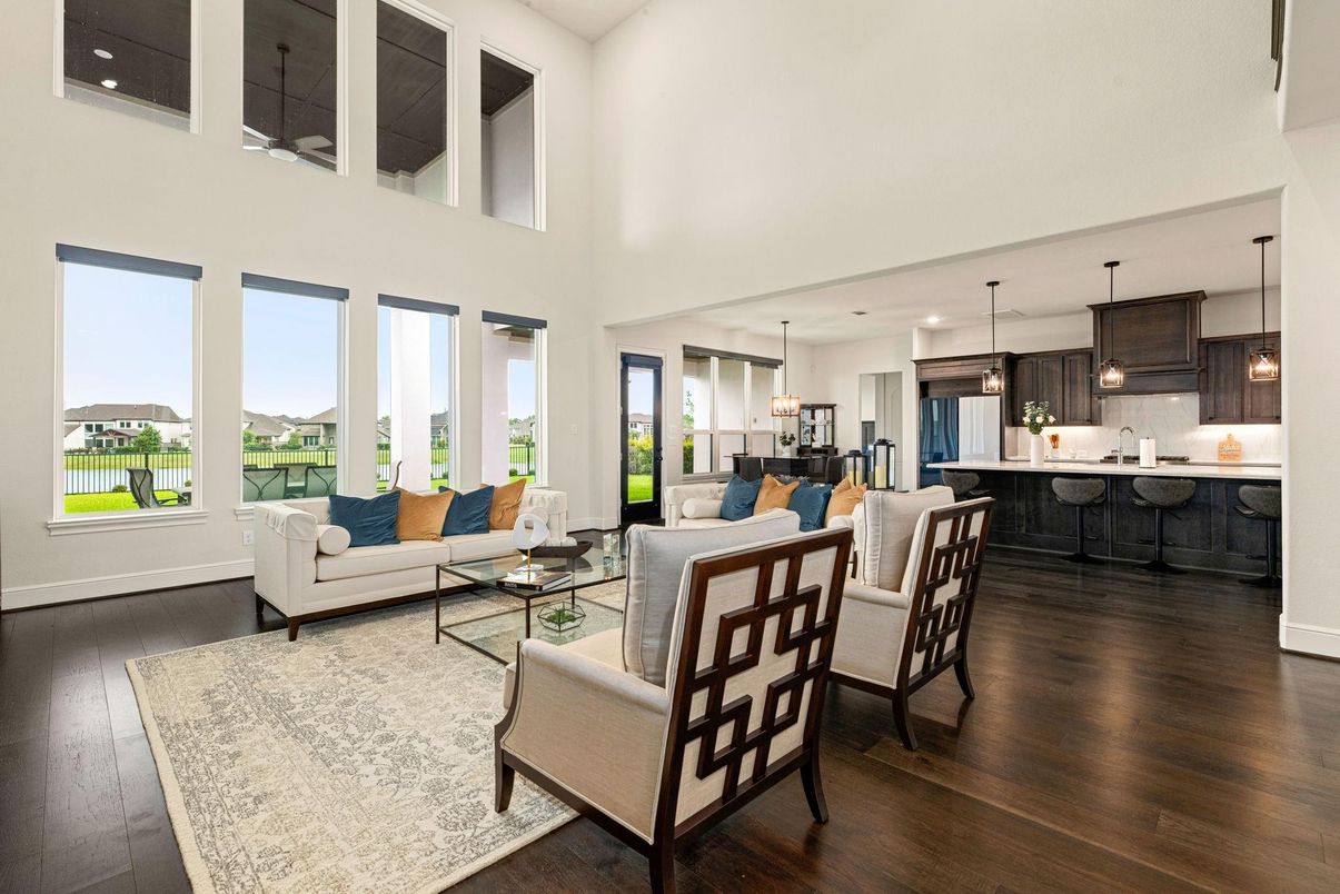 Interior, Kitchen, Living room, Pendant Lights, Recessed Lighting, Wood Texture Flooring