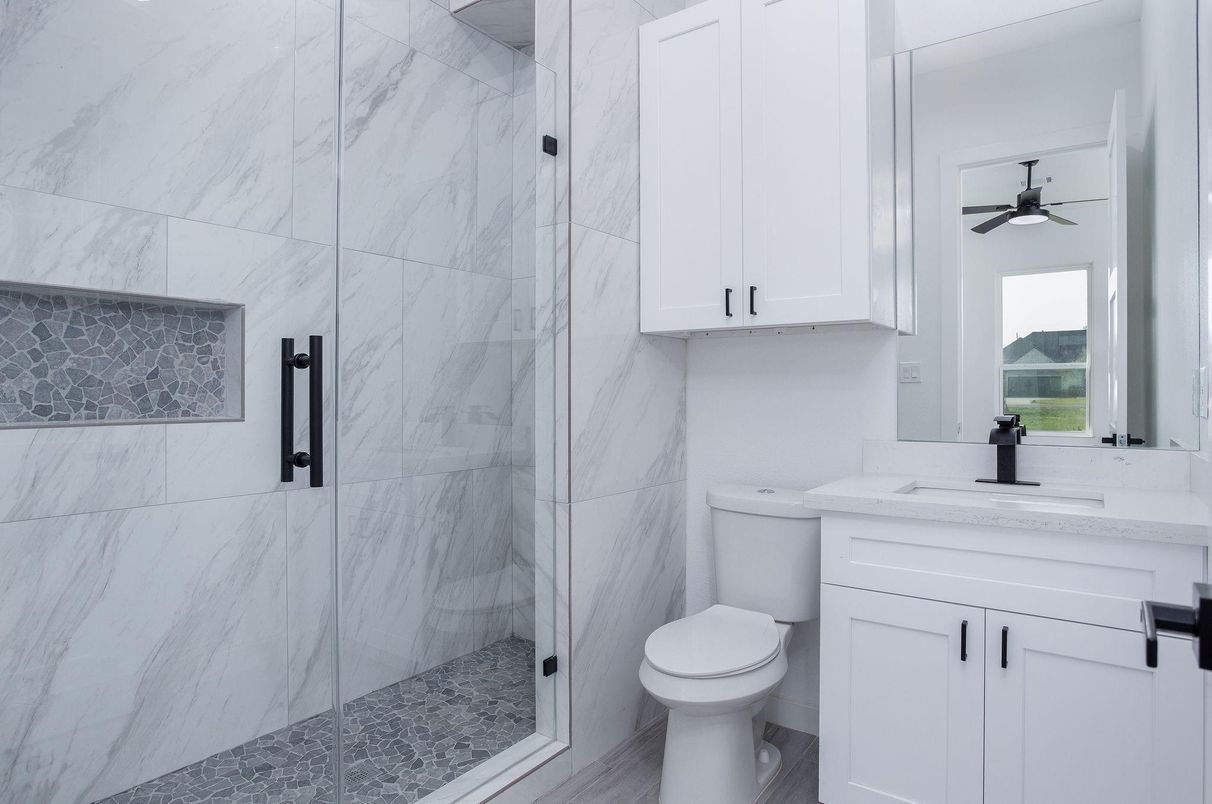 Bathroom, Glass Shower, Interior, Marble Walls