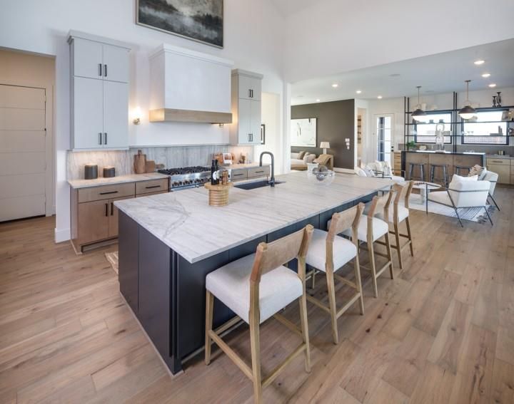 Interior, Kitchen, Living room, Pendant Lights, Recessed Lighting, Wood Texture Flooring