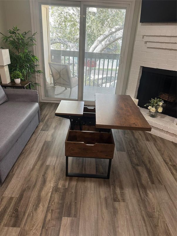 Fireplace, Interior, Stone Walls, Wood Texture Flooring