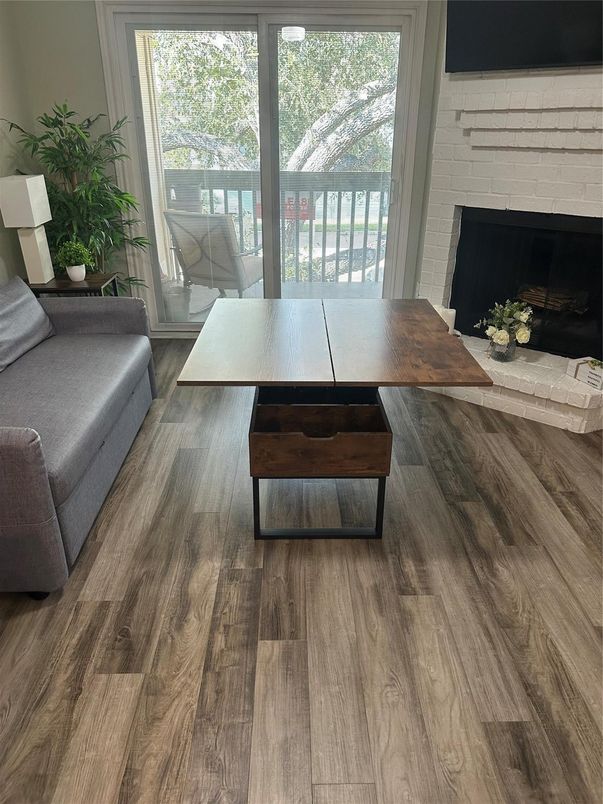 Fireplace, Interior, Stone Walls, Wood Texture Flooring