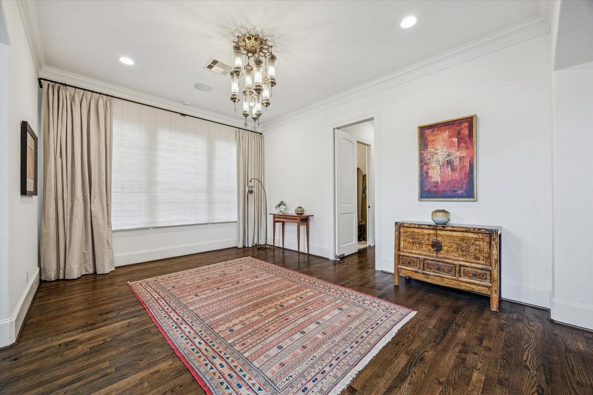 Chandelier, Empty room, Interior, Pendant Lights, Recessed Lighting, Wood Texture Flooring