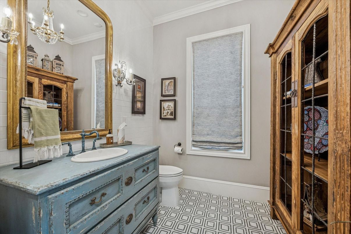 Bathroom, Chandelier, Interior, Recessed Lighting