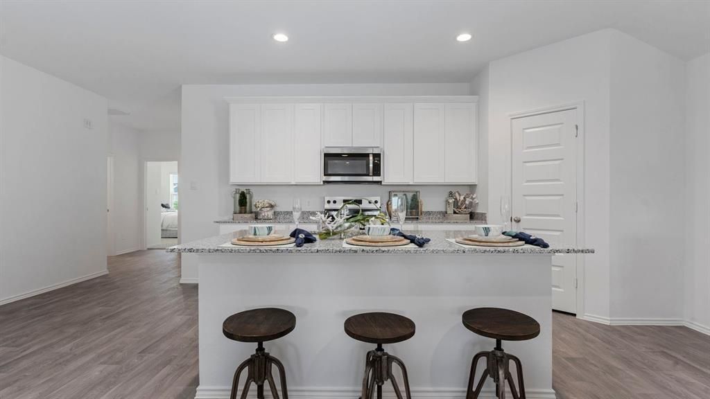 Interior, Kitchen, Recessed Lighting, Wood Texture Flooring