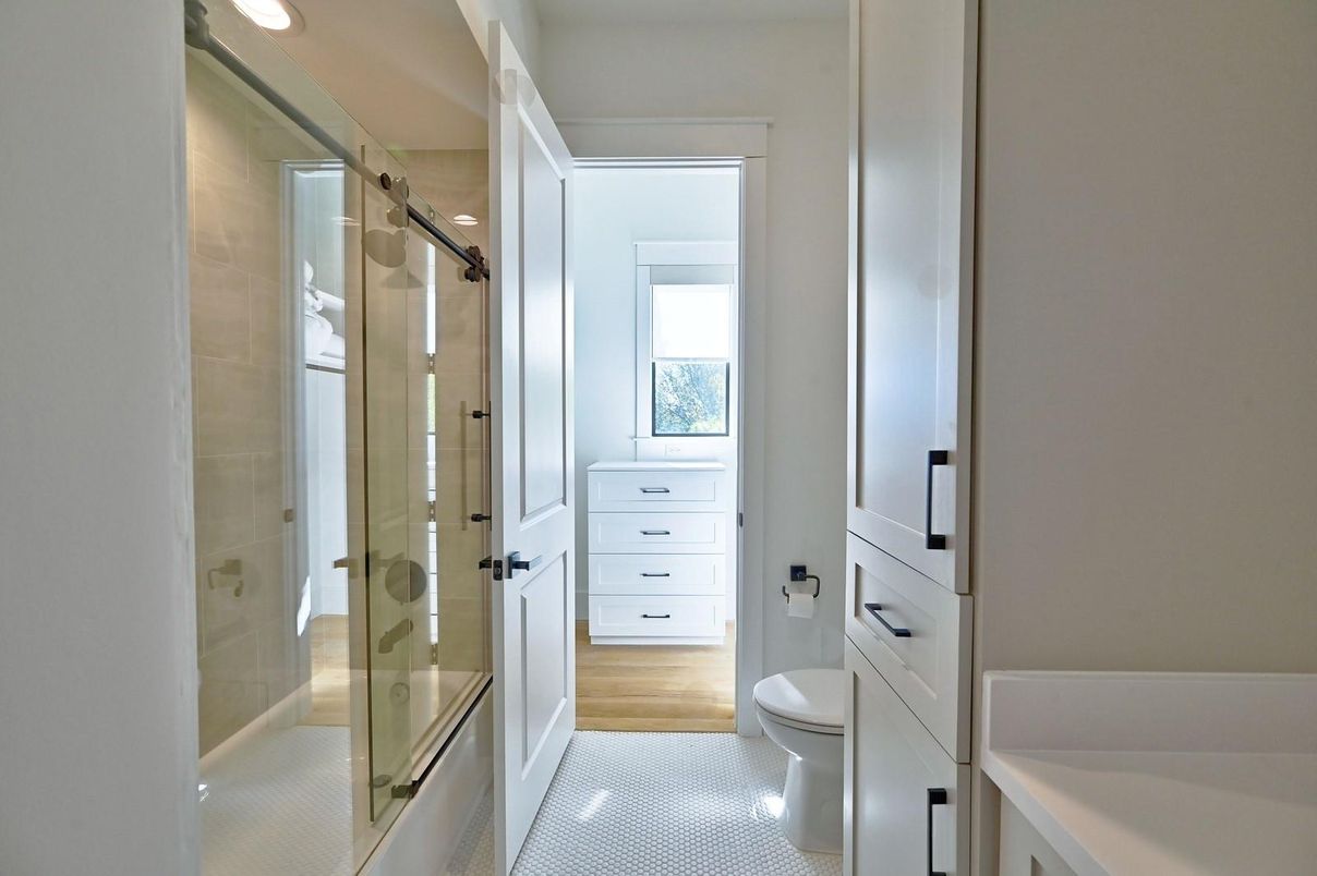 Bathroom, Glass Shower, Interior, Recessed Lighting