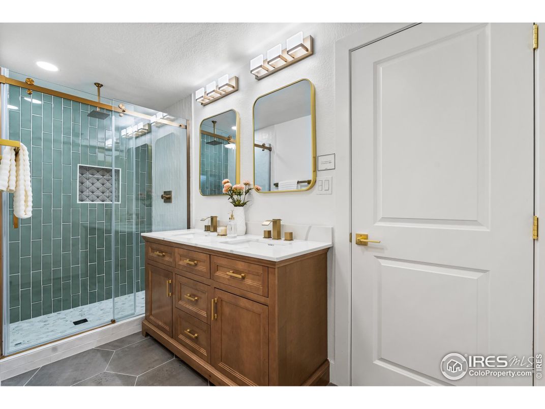 Bathroom, Dual Sink Vanities, Glass Shower, Interior, Recessed Lighting