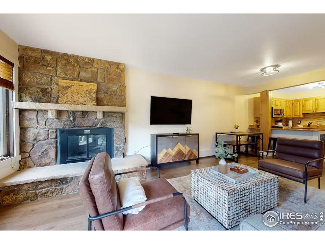 Fireplace, Interior, Living room, Stone Walls, Wood Texture Flooring
