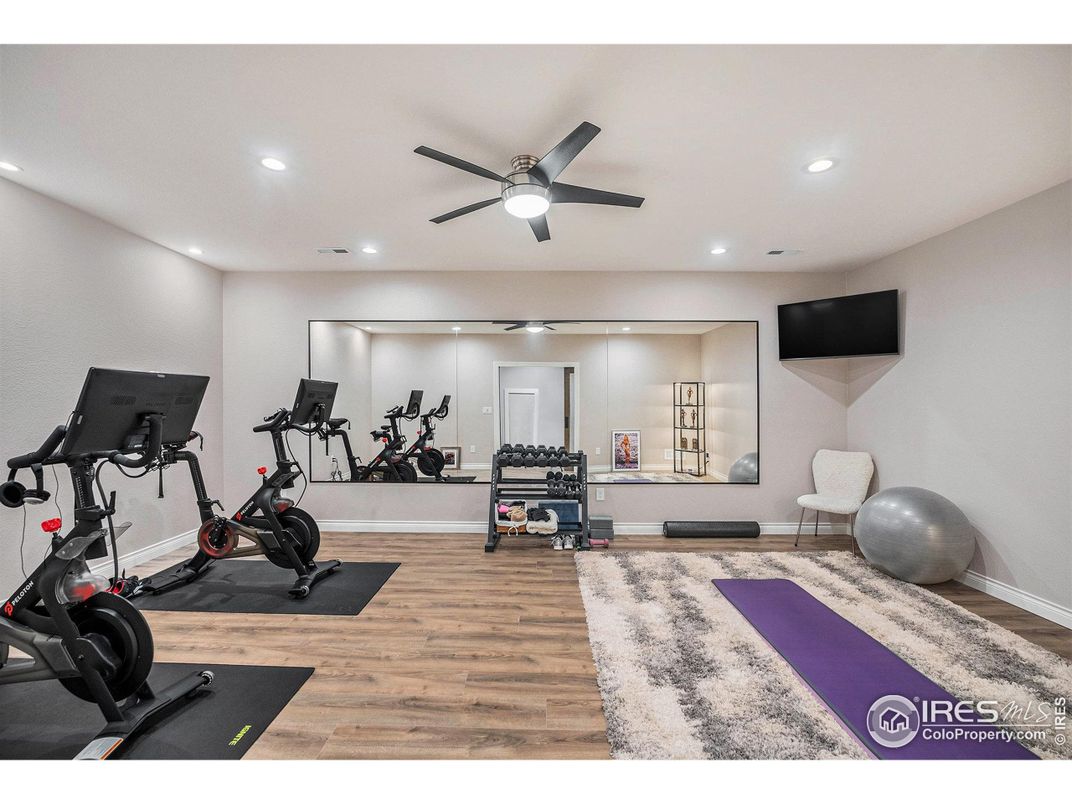 Fitness Equipment, Interior, Recessed Lighting, Wood Texture Flooring