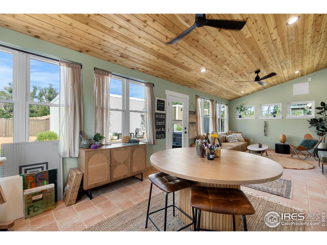 Dining room, Interior, Living room, Recessed Lighting, Wooden Ceilings