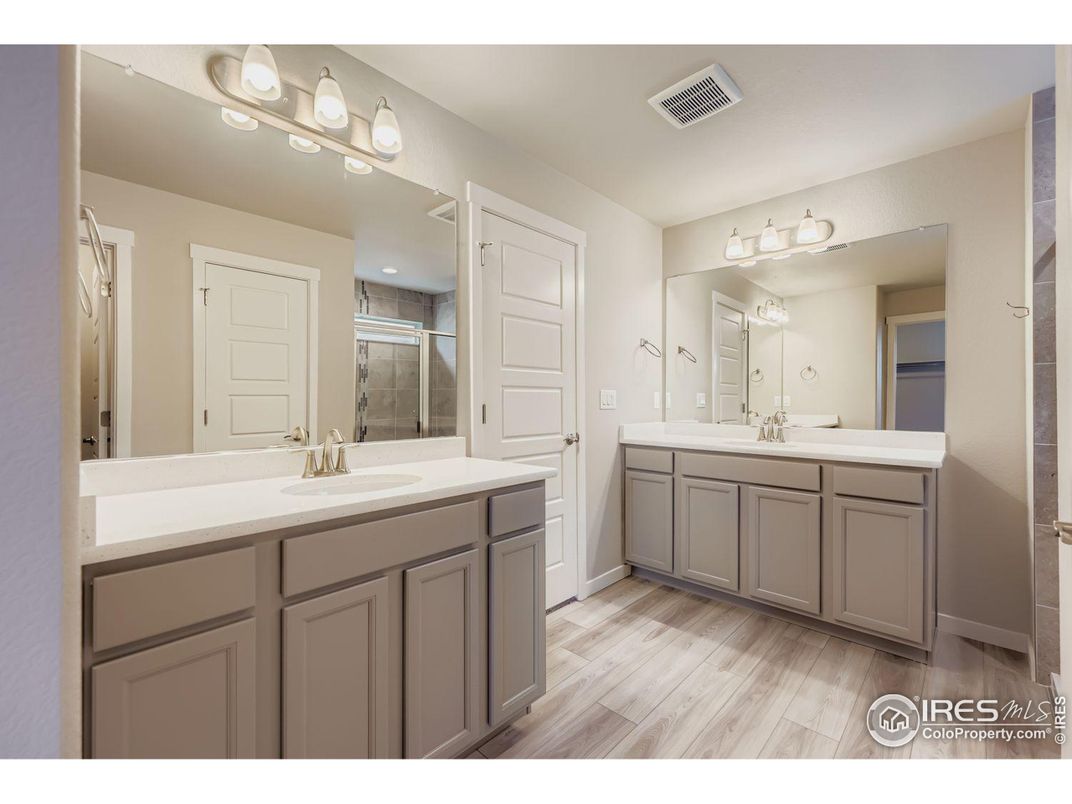 Bathroom, Dual Sink Vanities, Interior, Wood Texture Flooring