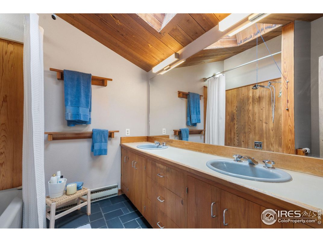Bathroom, Dual Sink Vanities, Interior, Wooden Ceilings