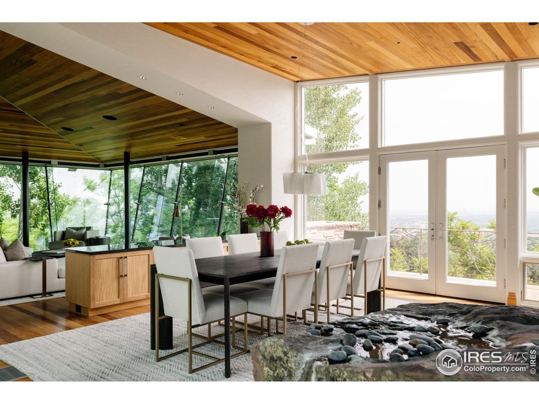 Dining room, Interior, Recessed Lighting, Wooden Ceilings, Wood Texture Flooring